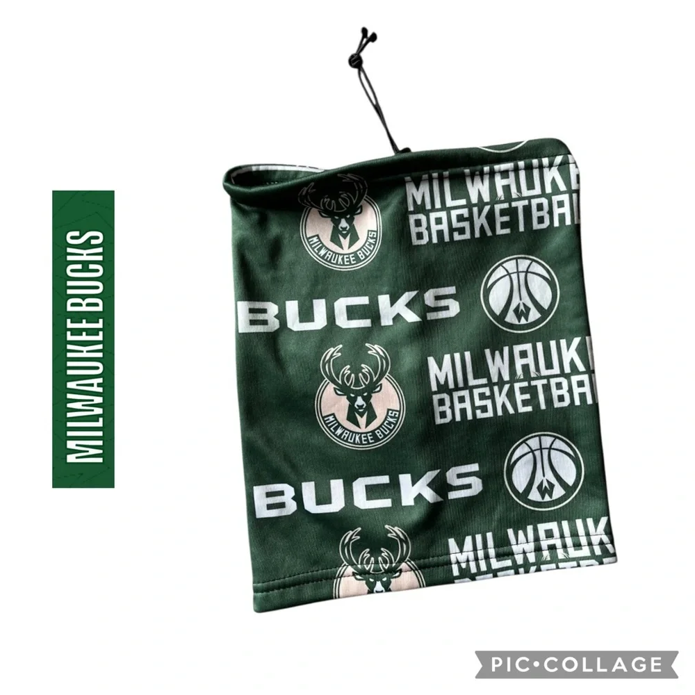 MILWAUKEE BUCKS NECK GAITER FACE COVER WARM WINTER FAN GEAR NBA GREEN TOGGLE